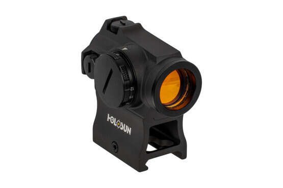 The Holosun HE403R-GD micro red dot sight features a 2 MOA gold reticle